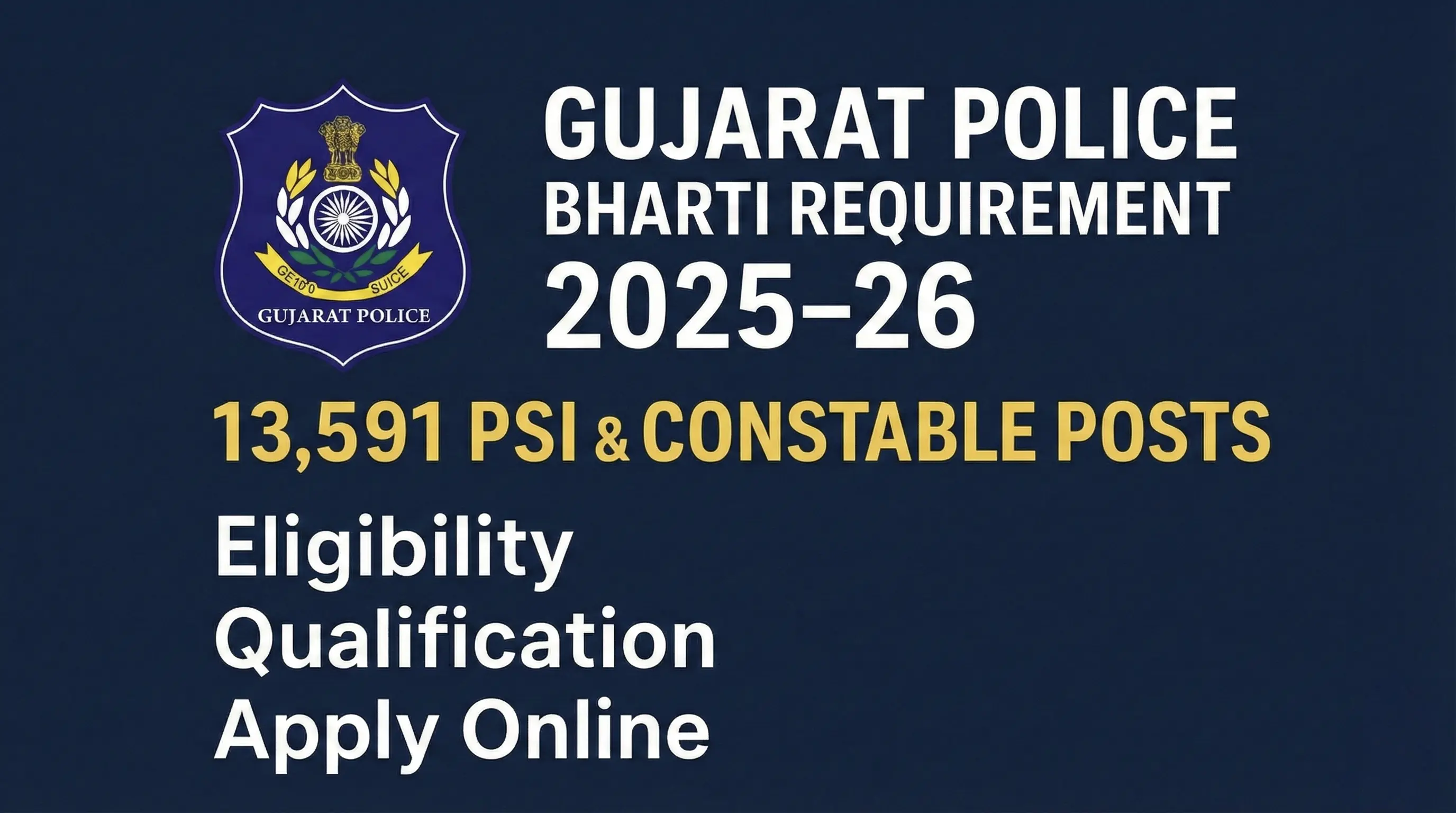 Gujarat Police Bharti Requirement 2025–26 for PSI and Constable Recruitment
